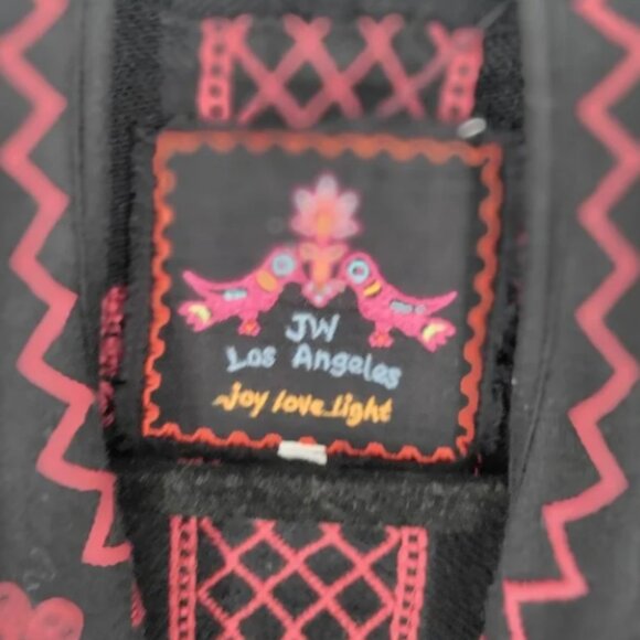 Johnny Was Embroidered Open Front Kimono Black Fuchsia Bohemian Cotton Cardigan - Picture 3 of 7